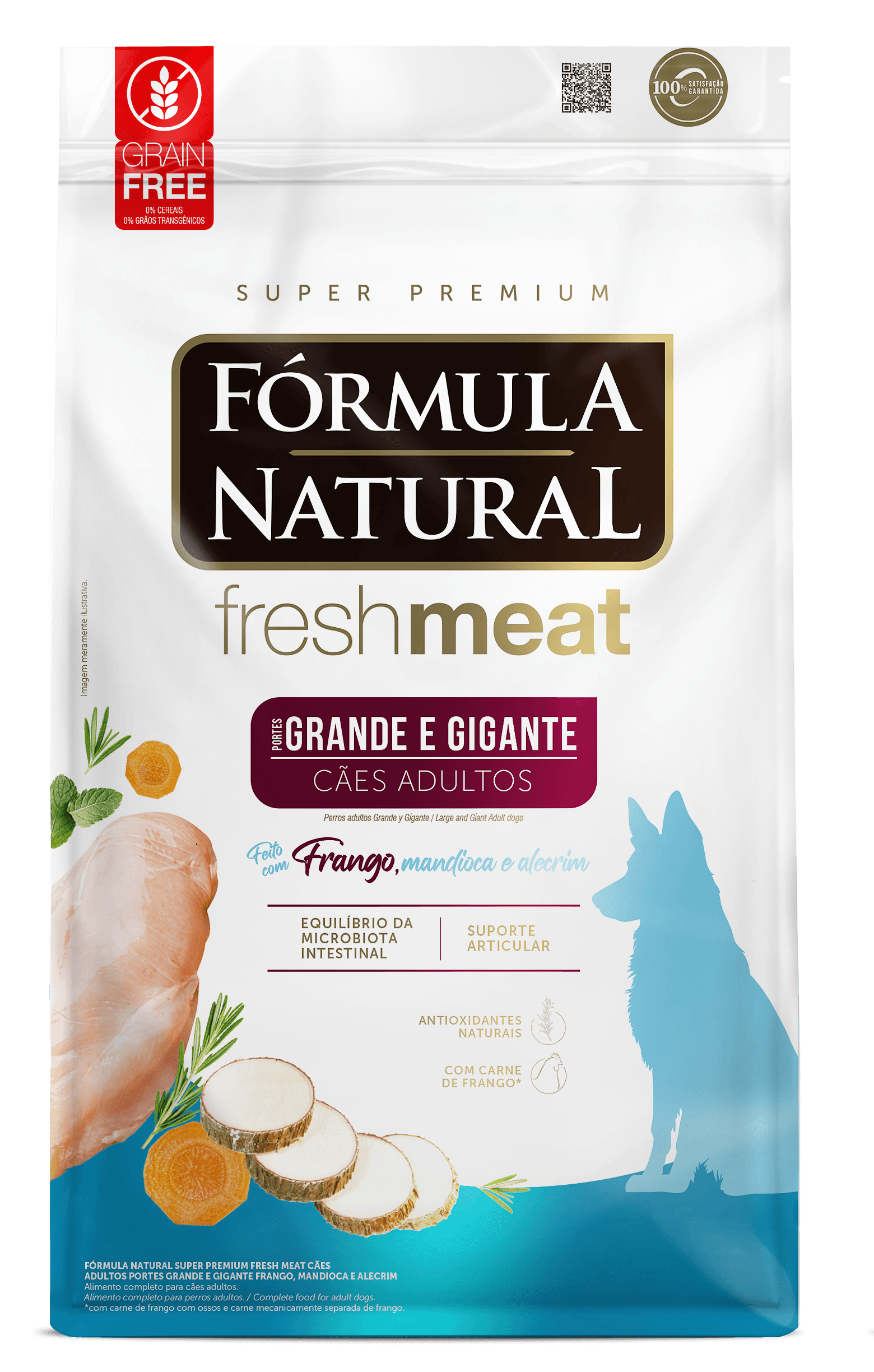 Fórmula Natural Fresh Meat Adultos Portes Grande e Gigante Frango, Mandioca e Alecrim
